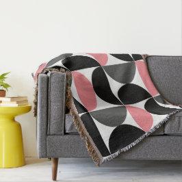 Mid-Century Modern Roze Zwart-wit Deken
