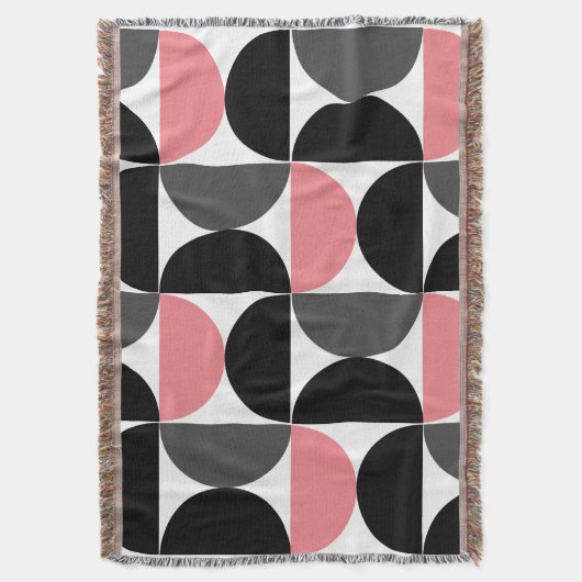 Mid-Century Modern Roze Zwart-wit Deken (Voorkant Verticaal)