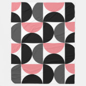 Mid-Century Modern Roze Zwart-wit Fleece Deken (Voorkant)