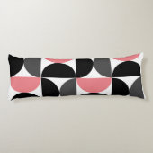 Mid-Century Modern Roze Zwart-wit Lichaamskussen (Achterkant)