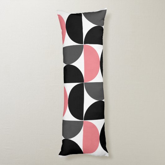 Mid-Century Modern Roze Zwart-wit Lichaamskussen (Achterkant (Verticaal))