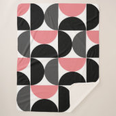 Mid-Century Modern Roze Zwart-wit Sherpa Deken (Voorkant)
