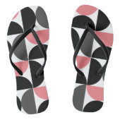 Mid-Century Modern Roze Zwart-wit Teenslippers (Voetbed)