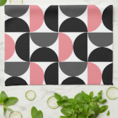 Mid-Century Modern Roze Zwart-wit Theedoek (Gevouwen)