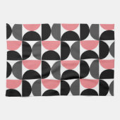 Mid-Century Modern Roze Zwart-wit Theedoek (Horizontaal)