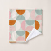 Mid Century Modern Sage Green Blush Oranje Patroon Bad Handdoek (Wasdoekje)
