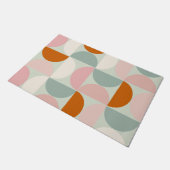 Mid Century Modern Sage Green Blush Oranje Patroon Deurmat (Schuin)