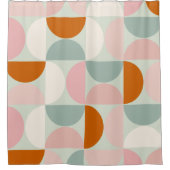 Mid Century Modern Sage Green Blush Oranje Patroon Douchegordijn (Voorkant)