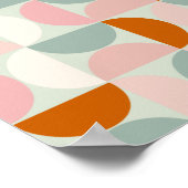 Mid Century Modern Sage Green Blush Oranje Patroon Poster (Hoek)
