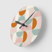 Mid Century Modern Sage Green Blush Oranje Patroon Ronde Klok (Hoek)