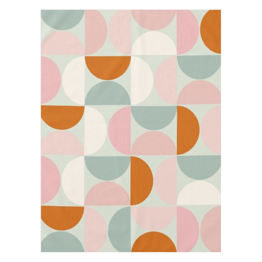 Mid Century Modern Sage Green Blush Oranje Patroon Tafelkleed (Voorkant)