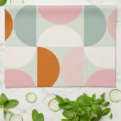 Mid Century Modern Sage Green Blush Oranje Patroon Theedoek (Gevouwen)