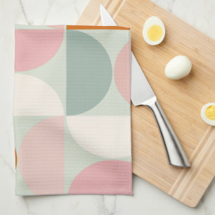 Mid Century Modern Sage Green Blush Oranje Patroon Theedoek