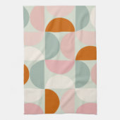 Mid Century Modern Sage Green Blush Oranje Patroon Theedoek (Verticaal)