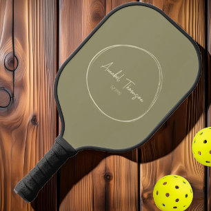 Mid-Century Modern Sage Weide Scriptnaam Pickleball Paddle