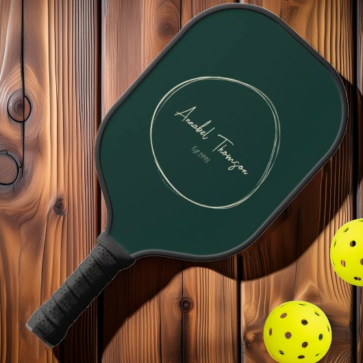 Mid-Century Modern Saliegroen | Scriptnaam Pickleball Paddle