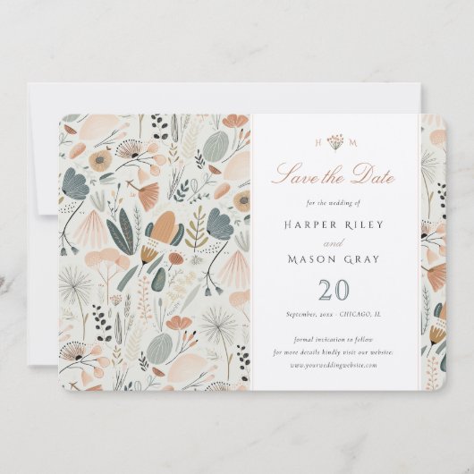 Mid-Century Modern Save the Date Bruiloft Kaart (Voorkant)