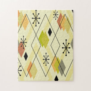 Mid Century Modern Scattered Diamonds Chartreuse Legpuzzel