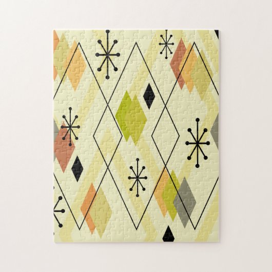 Mid Century Modern Scattered Diamonds Chartreuse Legpuzzel (Verticaal)