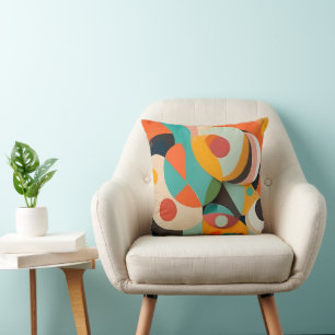 Mid Century Modern Schilderij, Diverse Kleuren Kussen