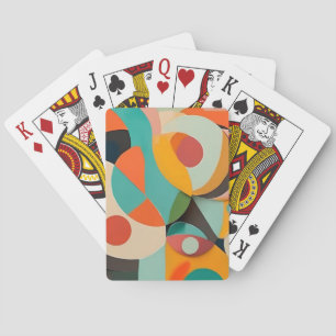 Mid Century Modern Schilderij, Diverse Kleuren Pokerkaarten