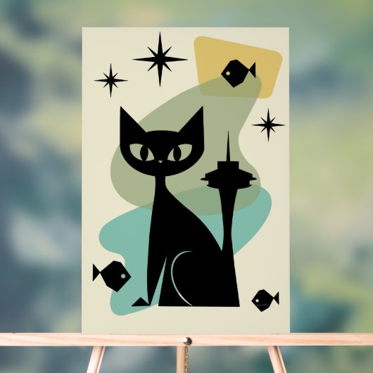 Mid Century Modern Seattle Cat Acryl Bord (Neutraal)