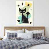 Mid Century Modern Seattle Cat Canvas Afdruk (Insitu (Slaapkamer))