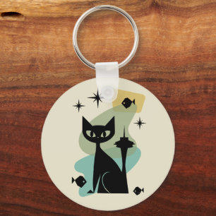 Mid Century Modern Seattle Cat Sleutelhanger