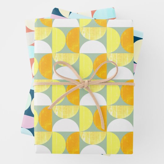 Mid Century Modern Semicircles Kleurrijk Abstract Inpakpapier Vel (In situ)