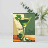 Mid Century Modern Shamrock Martini Sláinte! Briefkaart (Staand voorkant)