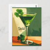Mid Century Modern Shamrock Martini Sláinte! Briefkaart (Voorkant / Achterkant)