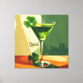 Mid Century Modern Shamrock Martini Sláinte!  Canvas Afdruk (Voorkant)