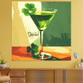 Mid Century Modern Shamrock Martini Sláinte! Canvas Afdruk (Insitu (Woonkamer))