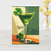 Mid Century Modern Shamrock Martini Sláinte!  Kaart (Gele Bloem)