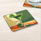 Mid Century Modern Shamrock Martini Sláinte! Kartonnen Onderzetters (Schuin)