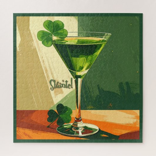 Mid Century Modern Shamrock Martini Sláinte! Legpuzzel (Verticaal)