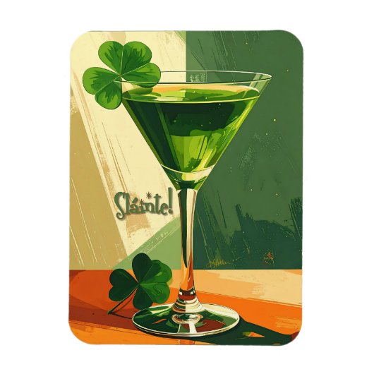 Mid Century Modern Shamrock Martini Sláinte! Magneet (Verticaal)