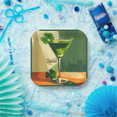 Mid Century Modern Shamrock Martini Sláinte! Papieren Bordje (Feest)