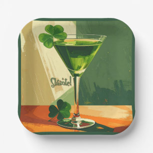 Mid Century Modern Shamrock Martini Sláinte! Papieren Bordje