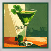 Mid Century Modern Shamrock Martini Sláinte! Poster (Voorkant)