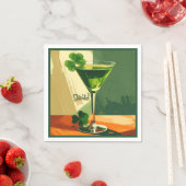 Mid Century Modern Shamrock Martini Sláinte!  Servet (Insitu)