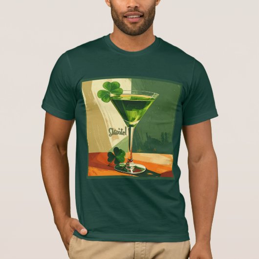 Mid Century Modern Shamrock Martini Sláinte!  T-shirt (Voorkant)