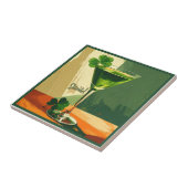 Mid Century Modern Shamrock Martini Sláinte!  Tegeltje (Zijkant)