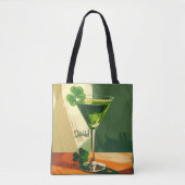 Mid Century Modern Shamrock Martini Sláinte!  Tote Bag (Voorkant)
