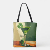 Mid Century Modern Shamrock Martini Sláinte!  Tote Bag (Achterkant)