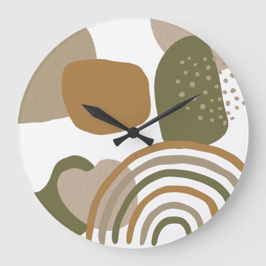 Mid Century Modern Shapes Boho Rainbow MCM Grote Klok (Voorkant)