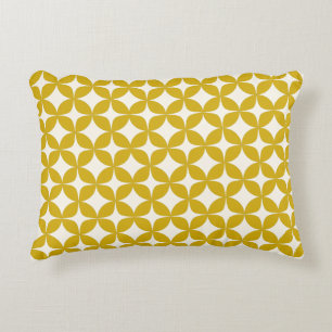 Mid Century Modern Shapes in Mustard Yellow Accent Kussen