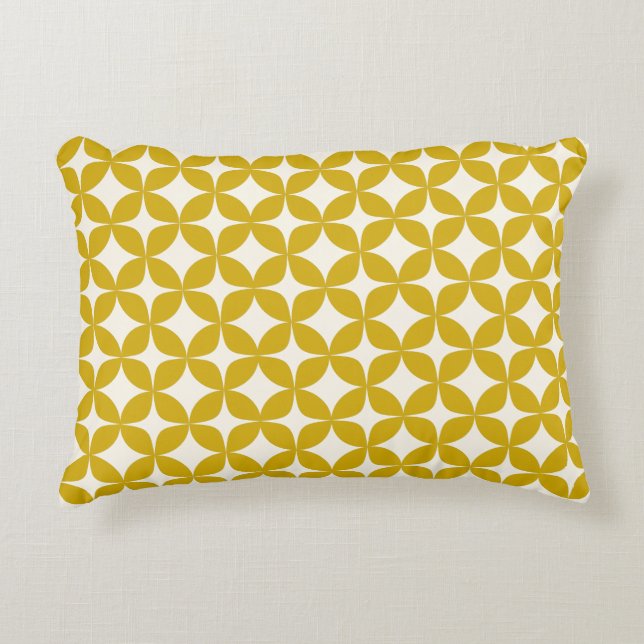 Mid Century Modern Shapes in Mustard Yellow Accent Kussen (Voorkant)