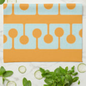 Mid Century Modern Shapes in Sync Sinaasappel, Aqu Theedoek (Gevouwen)