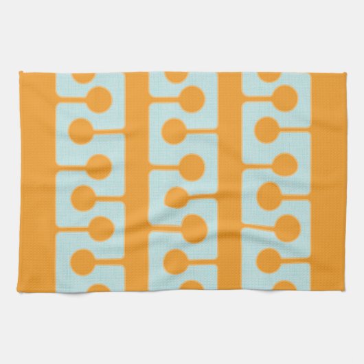 Mid Century Modern Shapes in Sync Sinaasappel, Aqu Theedoek (Horizontaal)